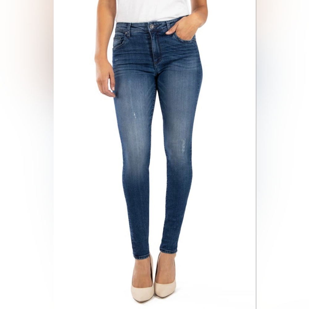 Kut From the Kloth Donna High Rise Ankle Skinny Jeans Distressed Light Wash 4